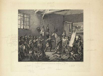 Charles Beyer (1792- ?) L’Atelier d’Horace Vernet. 1822. Gravé d’après le tableau...