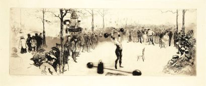 Edgar CHAHINE (1874-1947) Les Poids, boulevard de Clichy. 1902. Eau-forte, pointe...
