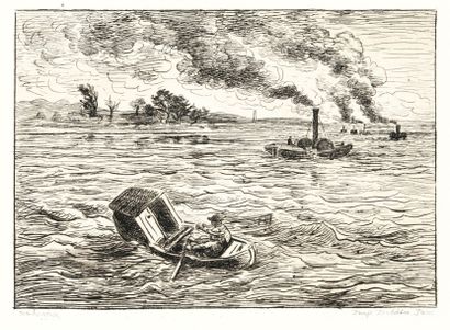 Charles-François DAUBIGNY (1817-1878) Voyage en bateau. Croquis à l’Eau-Forte par...