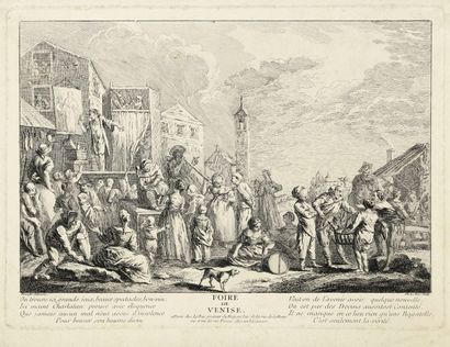 Jacques-Philippe Le Bas (1707-1783) Foire de Venise. Eau-forte d’après Parrocel....
