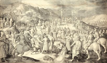 Nicolaes de Bruyn (1571-1656) La Crucifixion. 1610. Burin. 700 x 425. Le Blanc 62....