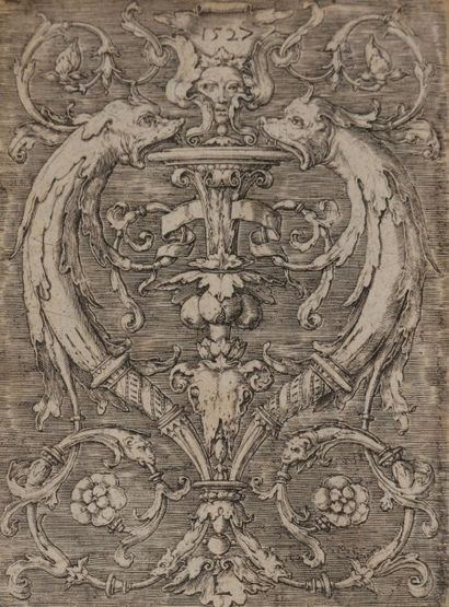 Lucas de LEYDE (1494-1533) Composition d’ornements. 1527. Burin. 80 x 110. Bartsch...