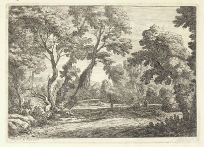 Adrien Manglard (1695-1760) Intérieur de forêt. 1753. Eau-forte. 312 x 223. Robert-Dumesnil...
