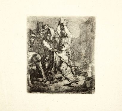 Rembrandt Harmensz. van Rijn (1606-1669) Le Martyre de saint Étienne. 1635. Eau-forte....