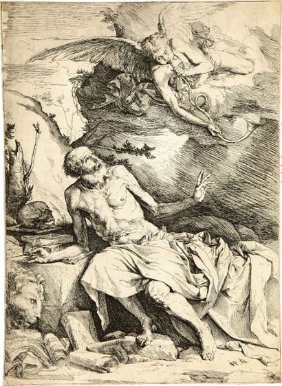 José ou Giuseppe de Ribera (dit l’Espagnolet) (1591-1652) Saint Jérôme entendant...
