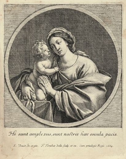 Simon Vouet (1590-1649) (d’après) La Vierge tenant l’Enfant Jésus (Hic sunt amplexus…)....