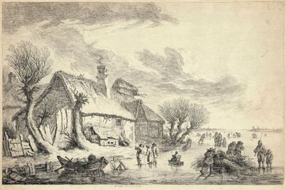 Franz Edmund Weirotter (1730-1771) Village près d’Anvers. Vers 1760. Eau-forte. 370 x 245....