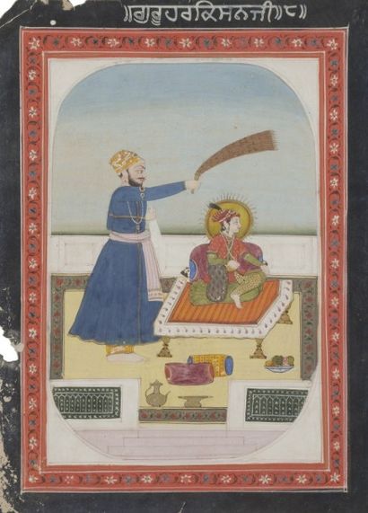 null Portrait du guru Har Krishan, Pendjab, fin XIXe siècle 
Gouache sur page d’album...