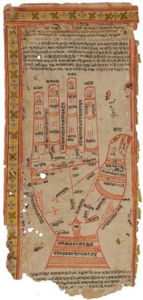 null Main tantrique astrologique, Rajasthan, XIXe siècle
Dessin à l’encre rouge de...