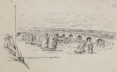 null Charles LALLEMAND (1826-1904)
Paysages de Tunisie
5 dessins à l’encre de chine.
4...