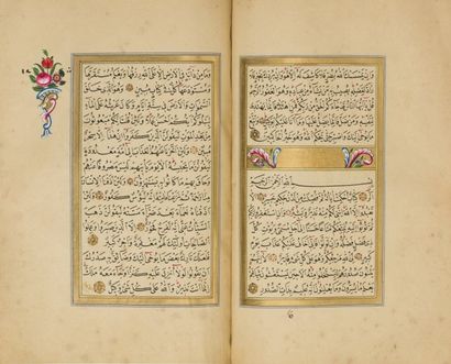 null Coran Ottoman, Turquie, signé Seyyed Hafiz Ismail et daté 1872
Manuscrit complet...