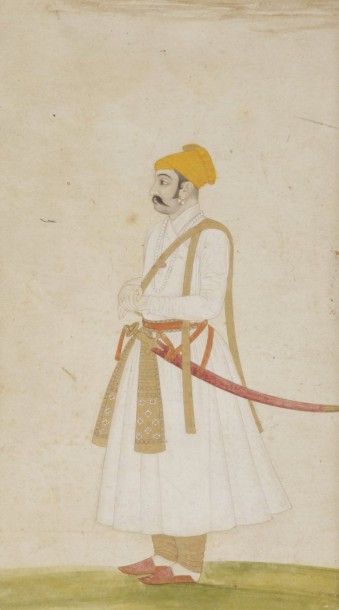null Portrait de raja, Inde, style moghol, fin XIXe siècle
Gouache sur page cartonnée...