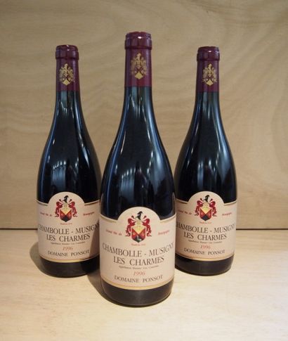 PONSOT 3 Bouteilles CHAMBOLLE MUSIGNY LES CHARMES (1er Cru), Ponsot, 1996