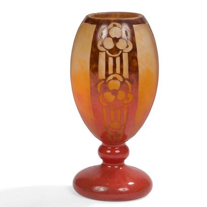 null LE VERRE FRANÇAIS - CHARDER 
Rosaces, circa 1927?/?28
Vase ovoïde sur piédouche....