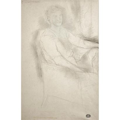 null Charles DESPIAU (1874-1945)
Femme au fauteuil 
Crayon sur papier. Signé C. DESPIAU...