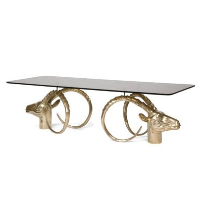 null TRAVAIL MODERNE
Importante table basse, les deux pieds en bronze figurant des...