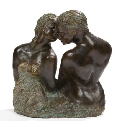 null Juliette CHOUKROUN (née en 1950)
Couple 
Sculpture. Épreuve en bronze à brun...