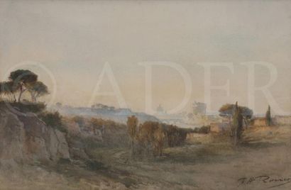 null François-Auguste RAVIER (1814-1895)
Vue de Rome, vers 1840-45
Aquarelle.
Signée...