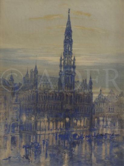 null Eugène VILLON (1879-1951)
Bruxelles, la Grand-Place
Aquarelle.
Signée en bas...