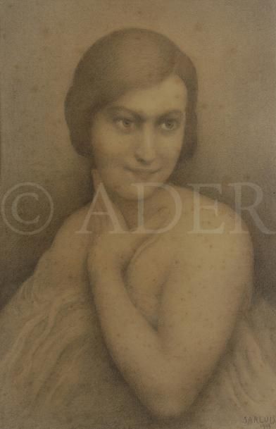 null Léonard SARLUIS (1874-1949)
Portrait femme de trois-quarts, 1946
Crayon.
Signé...