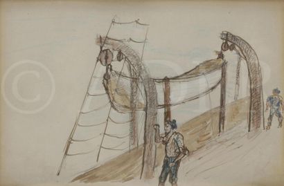 null Henri de TOULOUSE-LAUTREC (1864-1901)
Barque de sauvetage
Encre et aquarelle.
14,5...