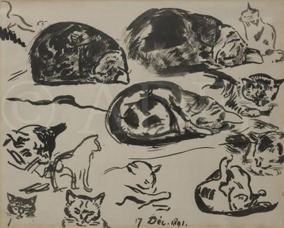 null Georges LEMMEN (1865-1916)
Étude de chat, 1891
Encre.
Daté en pied.
21 x 26...
