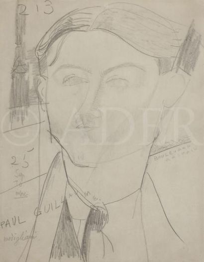 null Amedeo MODIGLIANI (1884-1920)
Portrait de Paul Guillaume, 1915
Mine de plomb...