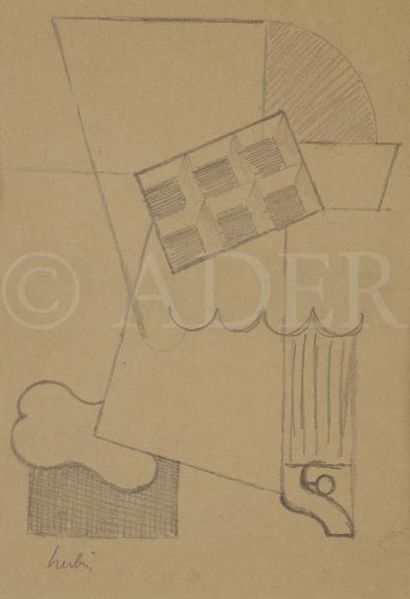 null Auguste HERBIN (1882-1960)
Composition cubiste, 1917
Mine de plomb.
Signé en...
