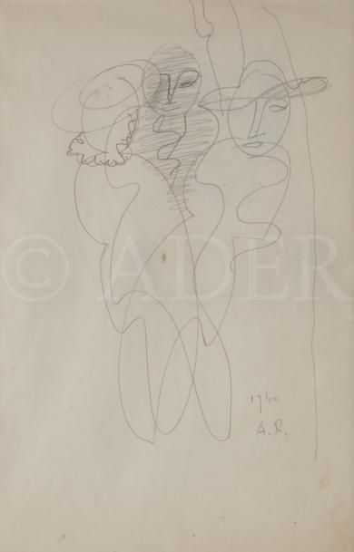 null Alfred RETH (1884-1966)
Étude de femmes aux chapeaux, 1940
Mine de plomb.
Monogrammé...