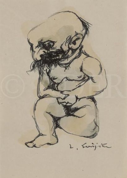 null Léonard Tsuguharu FOUJITA (1886-1968)
La Gêne
Stylo-bille et aquarelle sur japon.
Signé...