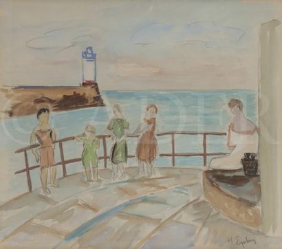 null Henri EPSTEIN (1892-1944)
La Promenade en bateau
Aquarelle sur traits de crayon.
Signée...