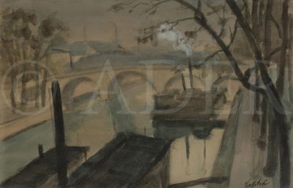 null Ossip LUBITCH (1896-1990)
Paris, pont sur la Seine
Aquarelle.
Signée en bas...