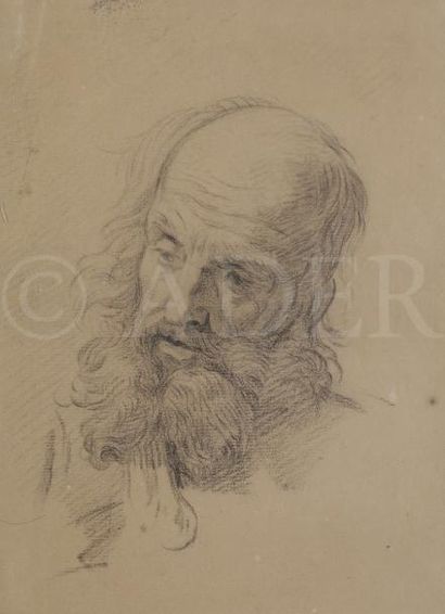 null ÉCOLE FRANÇAISE du XVIIe siècle
Tête d’homme barbu
Crayon noir.
23,5 x 18 c...