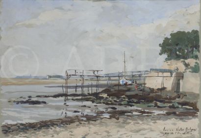 null Lucien-Victor DELPY (1898-1967)
Vue de l’Île d’Aix à Fouras
Gouache.
Signée...