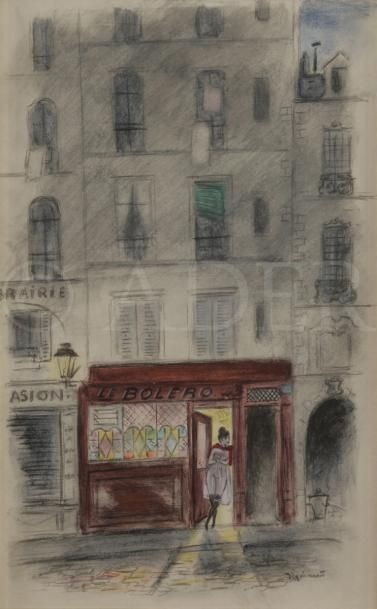 null André DIGNIMONT (1891-1965)
A la porte du Boléro
Crayon et aquarelle.
Signé...