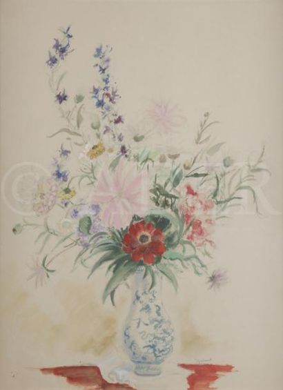 null André DIGNIMONT (1891-1965)
Bouquet de fleurs
Gouache et encre.
Signée en bas...