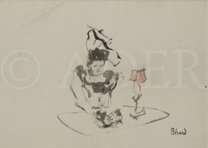 null Christian BÉRARD (1902-1949)
Femme au guéridon et lampe
Encre, lavis et rehauts...