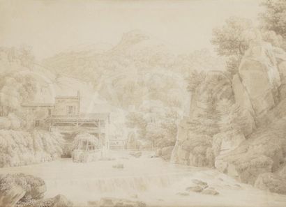null Constant BOURGEOIS DU CASTELET 
(1767-1841)
Paysage fluvial : une paire, 1820
Plume...