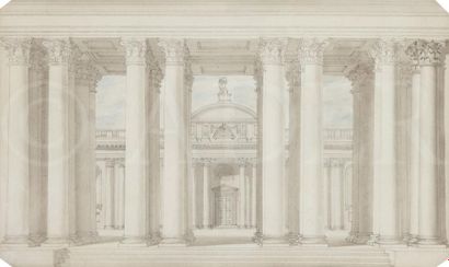 null ÉCOLE FRANÇAISE vers 1880
Projet d’architecture avec colonnades
Plume et encre...