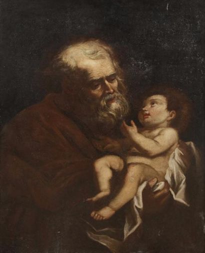 null École NAPOLITAINE du XVIIe siècle
Saint Joseph et l’Enfant Jésus
Toile 
96 x...