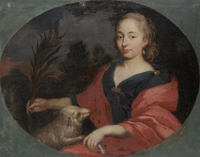 null Jean-Baptiste VAN LOO (1684 - 1745)
Portrait allégorique en sainte Agnès dans...