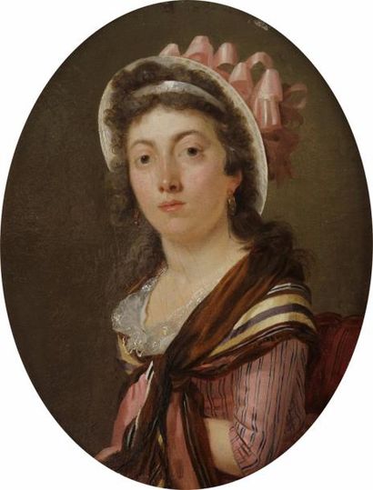 null École FRANçAISE de la fin du XVIIIe siècle, entourage d’Adèle ROMANY
Portrait...