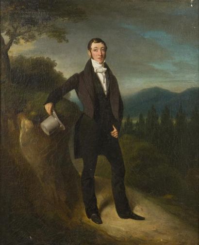 null Attribué à Pierre DUVAL LE CAMUS 
(1790 - 1854)
Portrait d’homme dans un paysage...