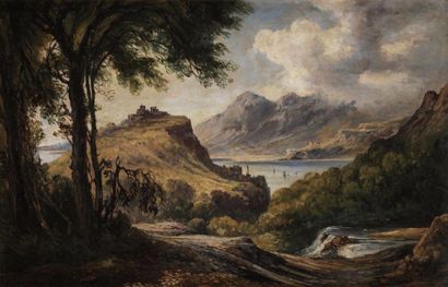 null Gonsalvo CARELLI 
(Naples 1818 - 1900)
Vue du château de Salerno 
Vue du Mont...