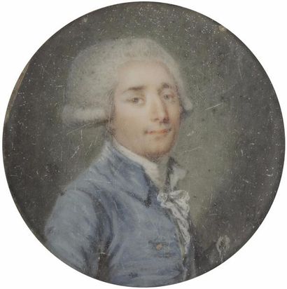 null Monogramme DB (vers 1785) 
Portrait d’homme en perruque et veste bleue en buste...