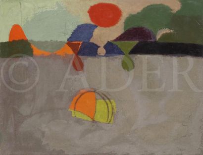null René BEN SUSSAN (1895-1988)
Impression le soleil couchant, 1958
Huile sur toile.
Signée...