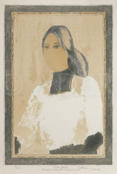 null Bernard CATHELIN (1919-2004)
Dominique au col blanc, 1975
Lithographie.
Signée,...