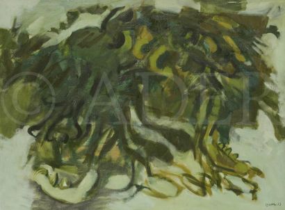 null Ferit ISCAN [turc] (1931-1986)
Approche de la méduse, 1963
Huile sur toile.
Signée...