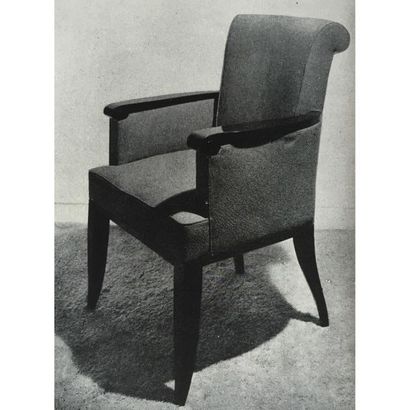 null Jean PASCAUD (1903-1996)
Rare paire de fauteuils de salon sur hauts jambages...