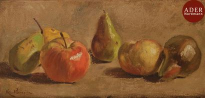  Armand GUILLAUMIN (1841-1927) Nature morte aux pommes et poires, vers 1872 Huile...
